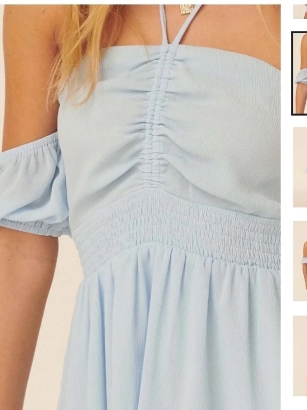 New Promesa Women's Sleeveless Halter Dress Tiered Flowy Boho Mini Dress - Picture 2 of 6
